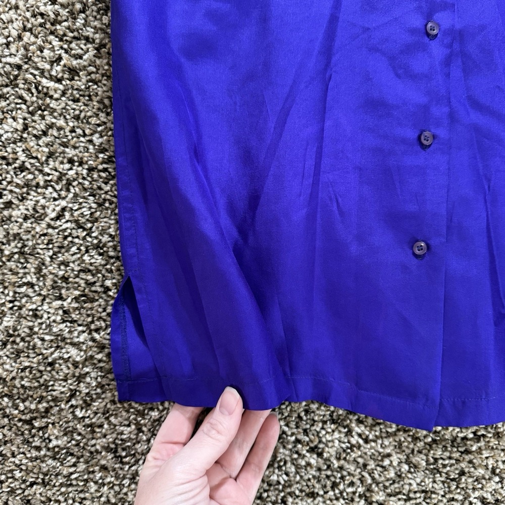 Vintage The Birds 100% Silk Blouse Purple Size 9/10 Made in Hong Kong Sleeveless - Picture 6 of 7